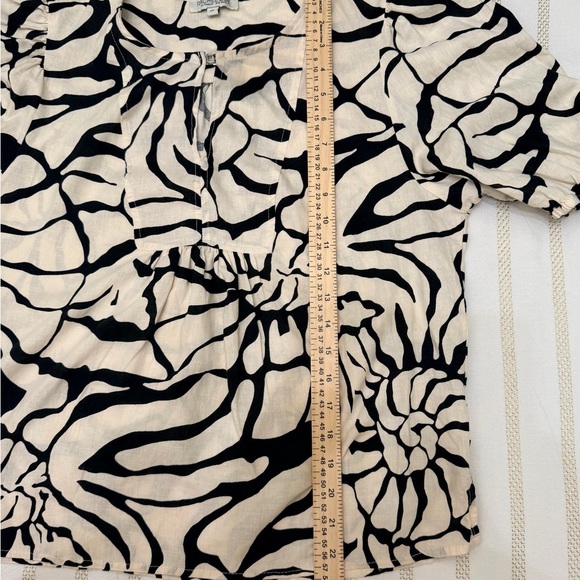 Rachel Zoe Linen Blend Puff Sleeve Blouse XL Abstract Print Boho Chic - Picture 8 of 10